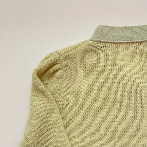SOLD YesStyle V-Neck Two-Tone Green Knit Button-Up Trendy Cardigan - Picture 10 of 16